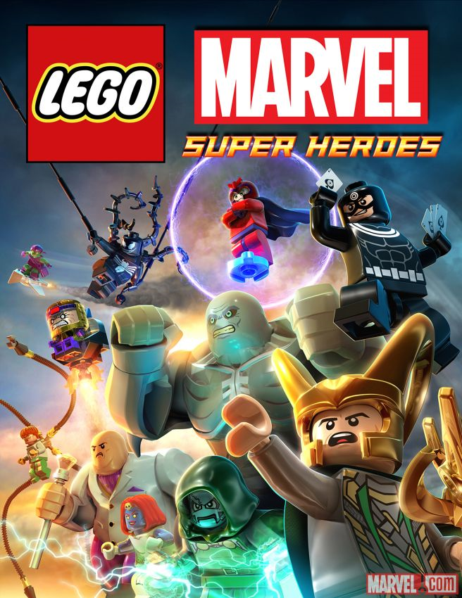 This image depicts Lego versions of Marvels heaviest hitters like Dr. Doom , Loki , Magneto and many other classic marvel villains But with a twist of LEGO, seemingly flying through the air into battle.